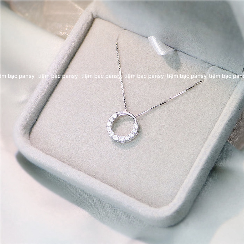 Dây chuyền bạc nữ PANSY hình tròn nạm đá nữ tính, vòng cổ ENDLESS SPACE bạc đẹp