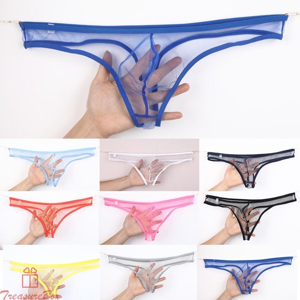 Men\'s Briefs Sexy Thong Comfortable Low-Waist Pouch See-Through Underwear
