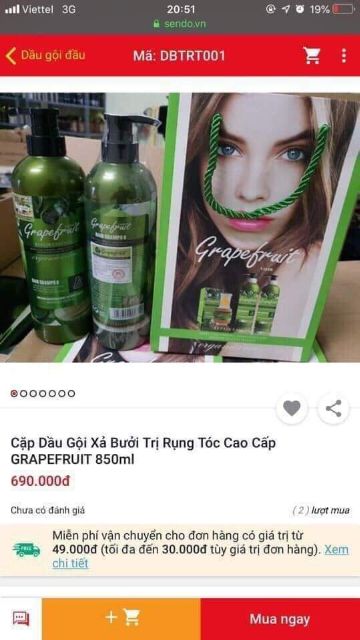 Cặp dầu gội xả bưởi trị rụng tóc cao cấp GRAPEFRUIT 850ml . KD1