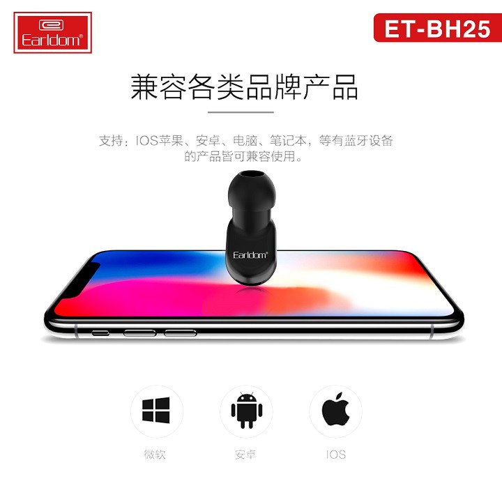 Tai Nghe 1 Tai Bluetooth Earldom Chính Hãng Cộng Nghệ 5.0 Dùng cả IOS và Android - Bảo Hành 1 Năm