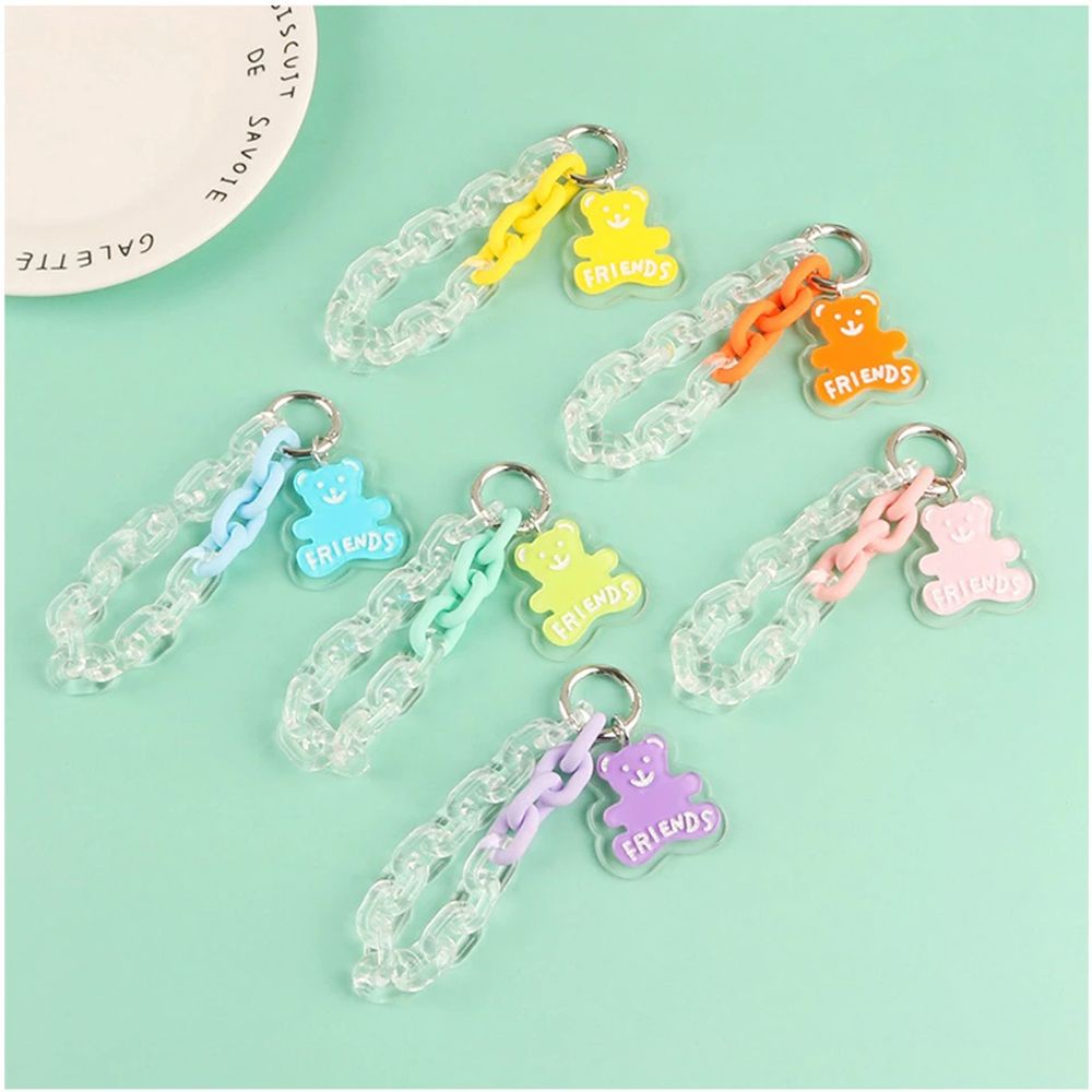 Móc khóa cặp bằng acrylic trong suốt hình chú gấu dễ thương AARON1
