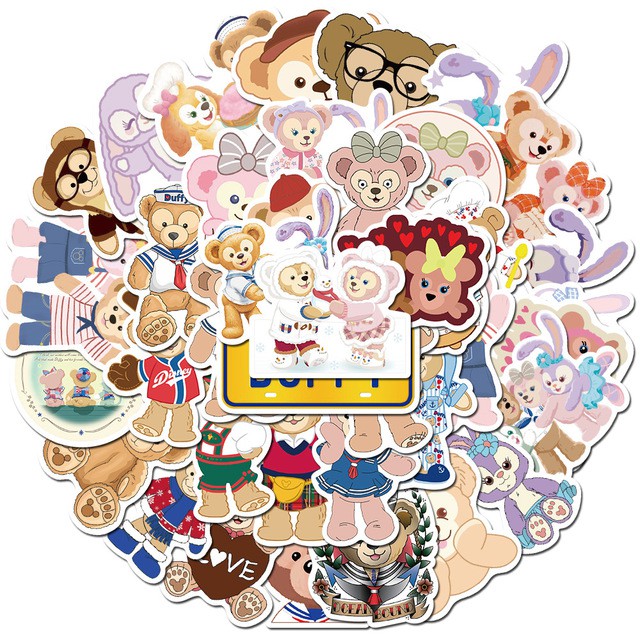 Sticker gấu Duffy và gấu Ballet Bunny nhựa PVC không thấm nước, dán nón bảo hiểm, laptop, điện thoại, Vali, xe #189