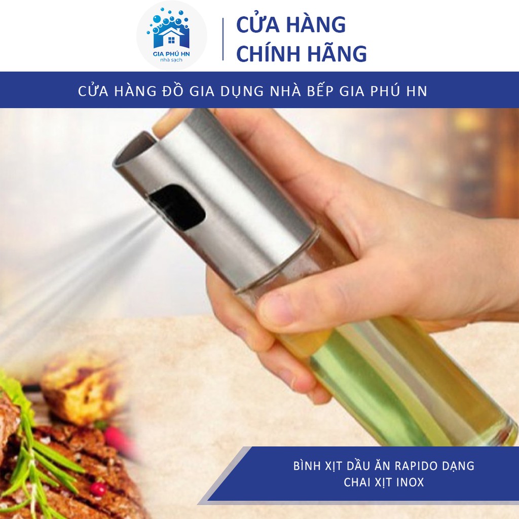 [GIÁ GỐC] Bình Xịt Dầu Ăn Rapido Dạng Chai Inox  Cam Kết Chất Lượng