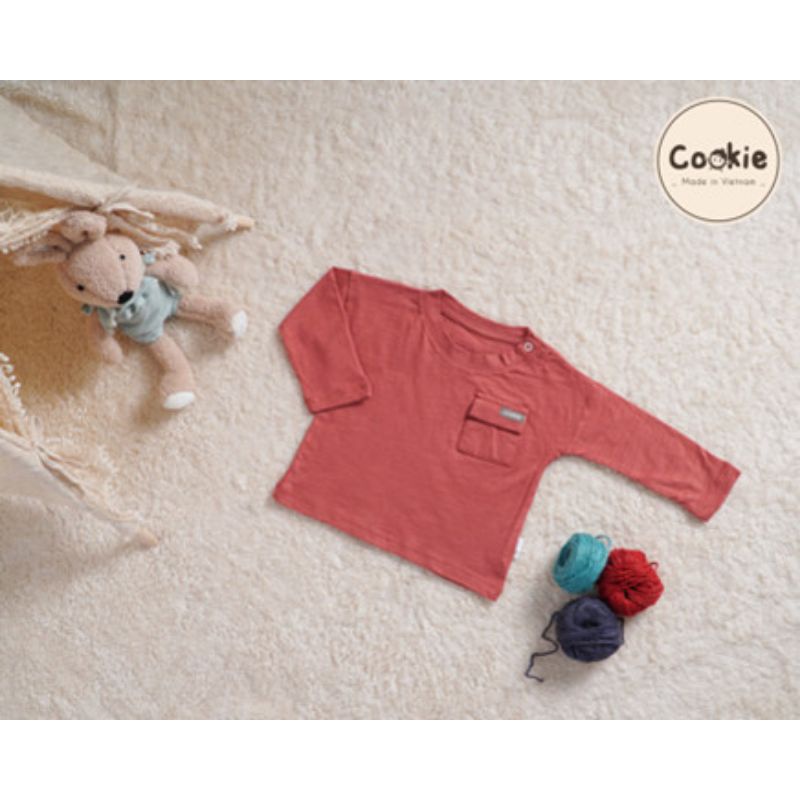 Cookie - Áo dài tay cài vai đáp túi cho bé từ 6m đến 5Y