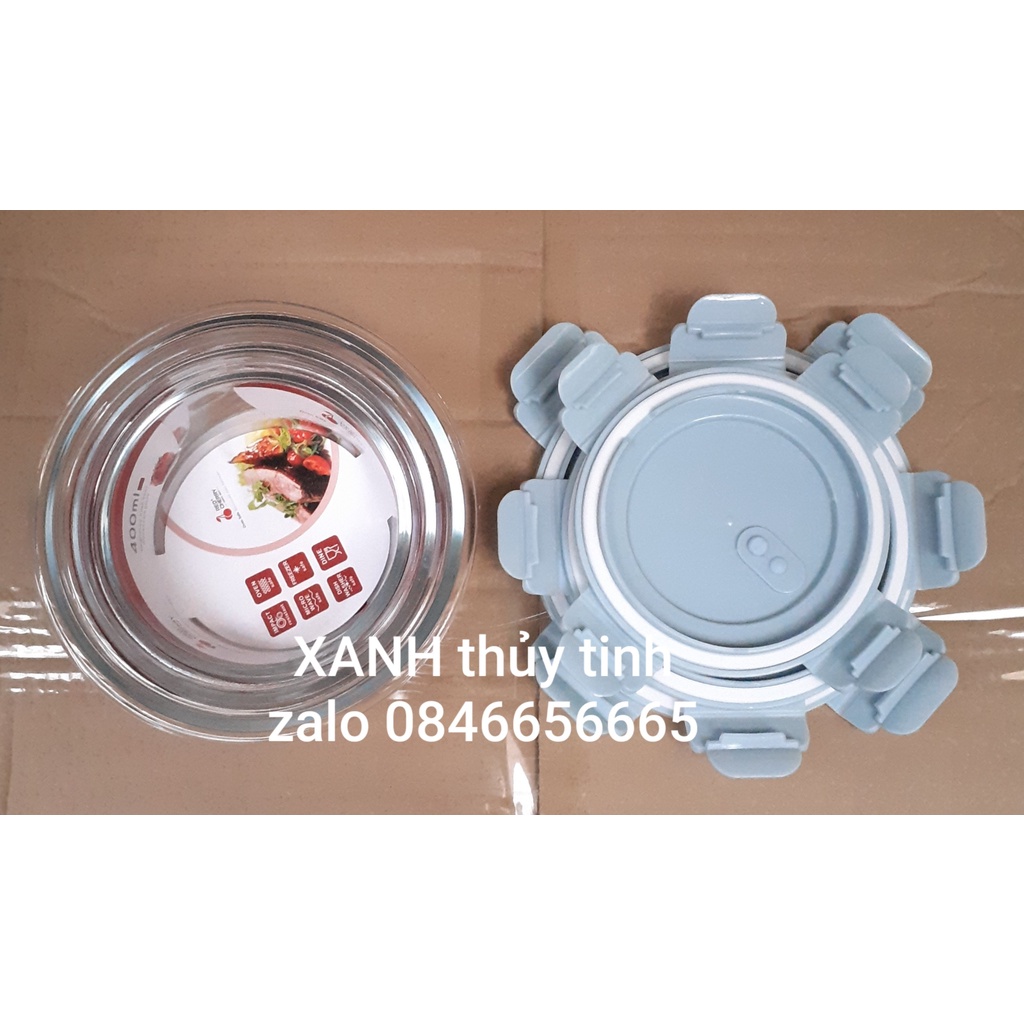 Hộp cơm thủy tinh hình tròn cao cấp (không chọn màu nắp)