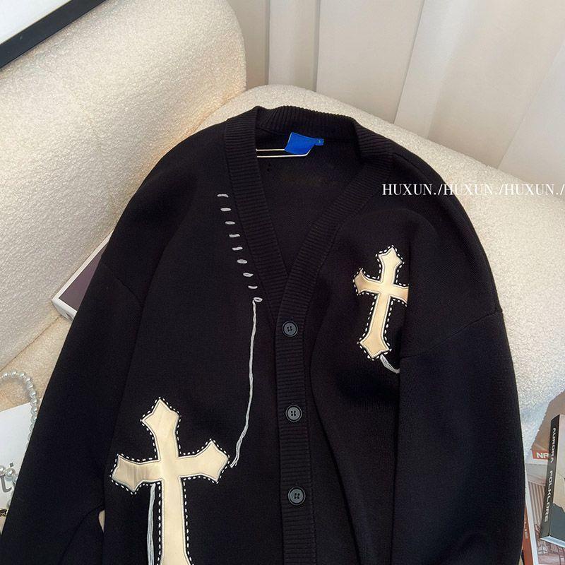 Áo Khoác Cardigan Màu Đen Dáng Rộng Phong Cách Đường Phố Hàn Quốc