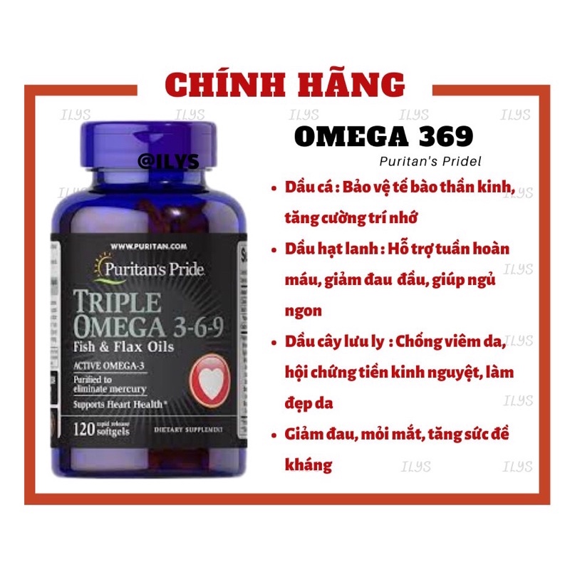 Viên Uống Omega 369 Premium Maximum Strength Triple Omega Fish, Flax & chia Oils