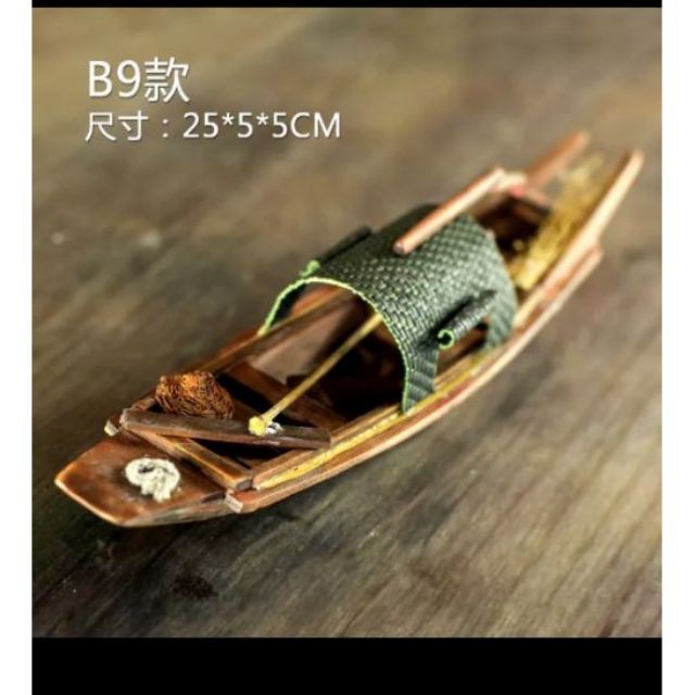 mô hình thuyền gỗ nổi trang trí bể cá, bể thủy sinh