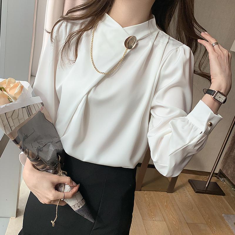 Áo sơ mi voan satin thời trang mùa xuân 2021 cho nữ