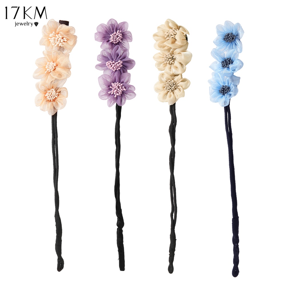 Dây buộc tóc 17KM bằng cao su co giãn hình bông hoa sáng tạo phong cách Hàn Quốc thời trang cho nữ