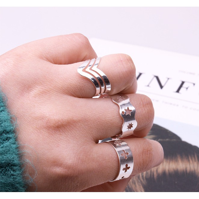 Bộ 3 Nhẫn Hợp kim xinh xắn cá tính cho phái đẹp