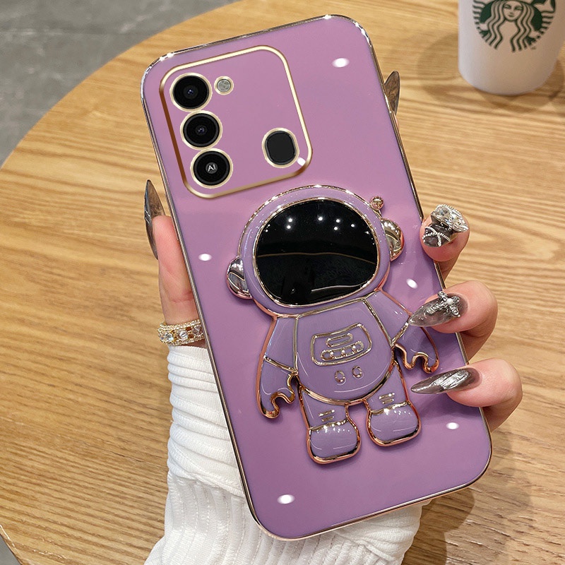 Ốp Điện Thoại Màu Kẹo Hình Phi Hành Gia Có Giá Đỡ Cho Infinix Tecno Spark GO 2022 Spark 8C KG5 KG5j KG5k