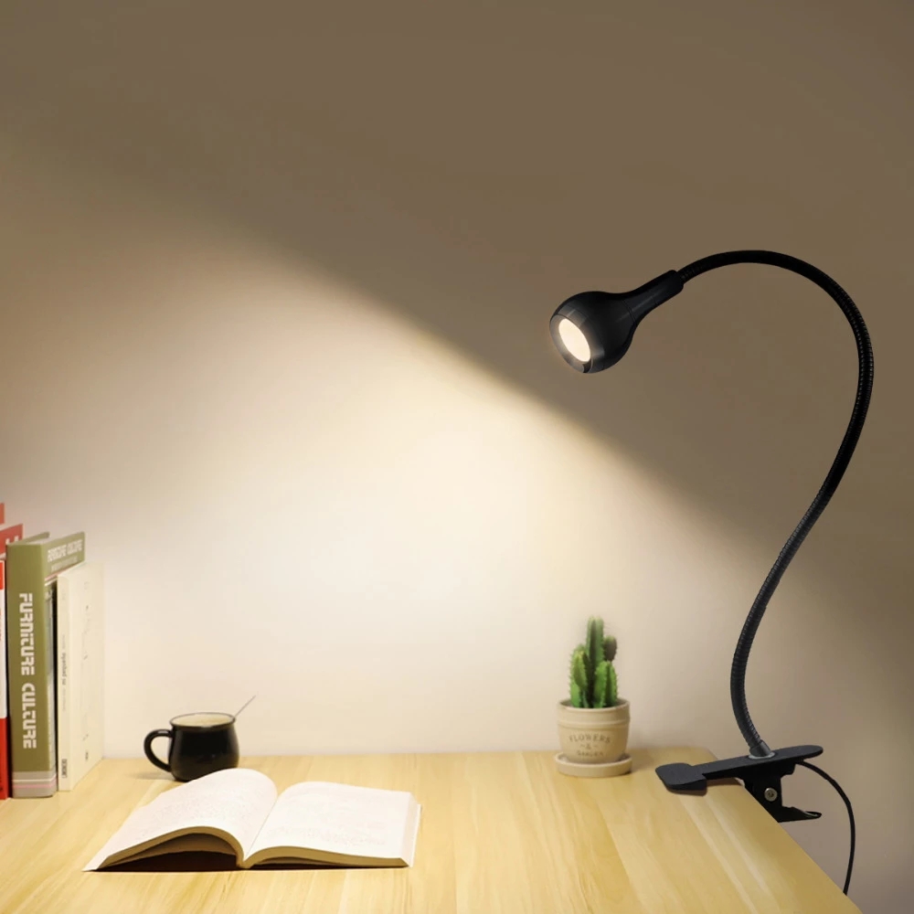 3W Led Desk Lamp/ USB Table Lamp Light with Clip Holder /Flexible Foldable Reading Book Night Light for Study Office Work