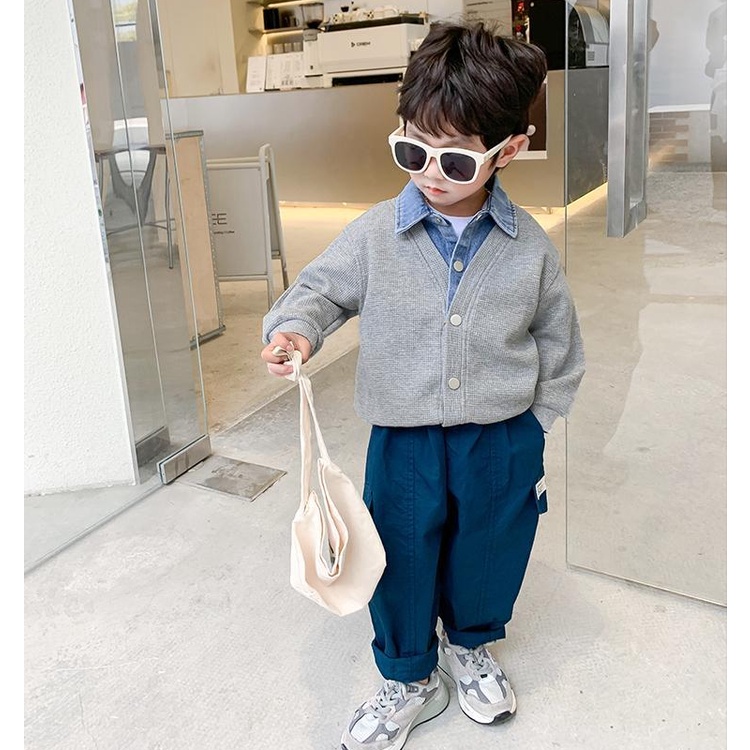 Áo Khoác Jean Giả Hai Lớp Thời Trang Mùa Đông Cho Bé Trai Và Gái