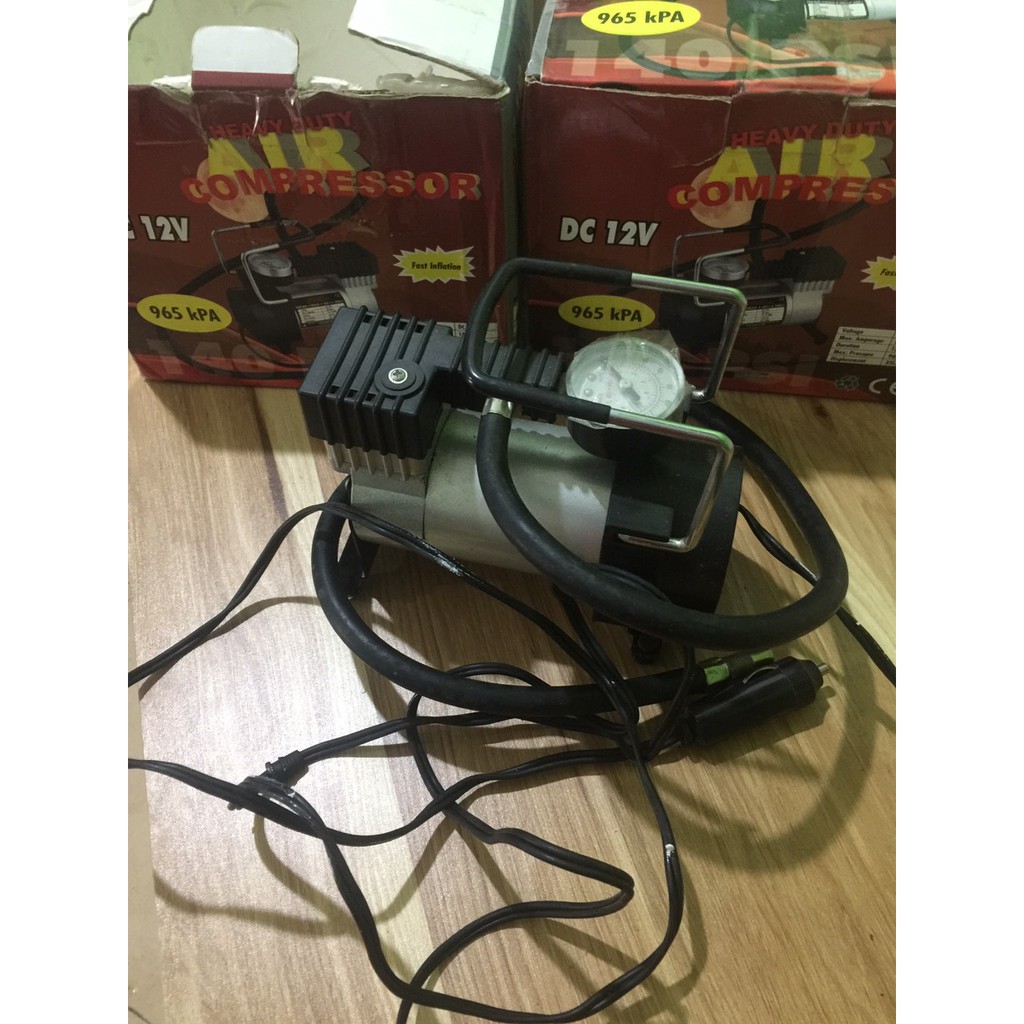 Bơm Lốp, Bơm Hơi Điện Ô Tô Xe Máy Mini 12V Heavy Duty Air Compressor 120W