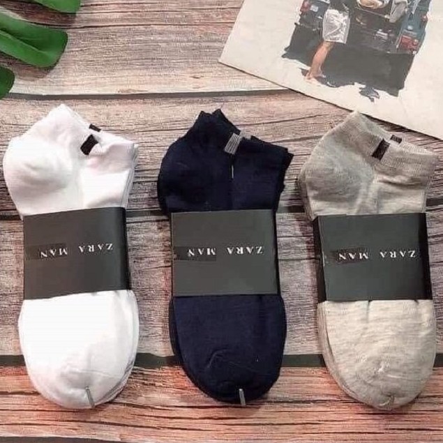 Tất Nam Nữ Zara Trơn Cổ Ngắn Vớ Nam Thời Trang Cao Cấp Chất Cotton 100% Co Giãn Thấm Hút Tốt Hàng Nhập Khẩu Chính Hãng