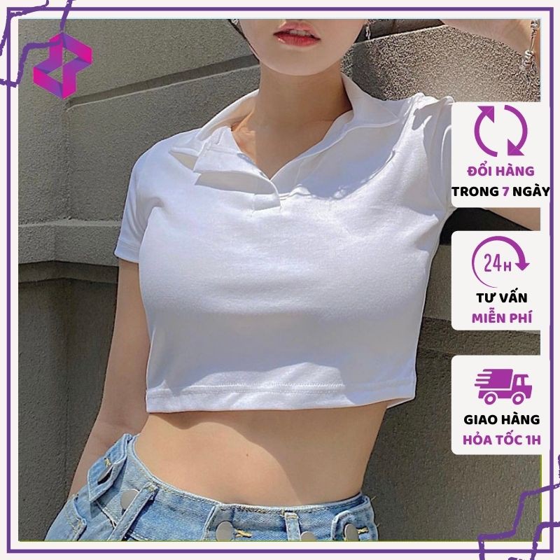 Áo croptop nữ thun sơ mi Molento Áo polo nữ crt Ulzzang crop top phông cổ bẻ kiểu ôm body có cổ tay ngắn đẹp - M16