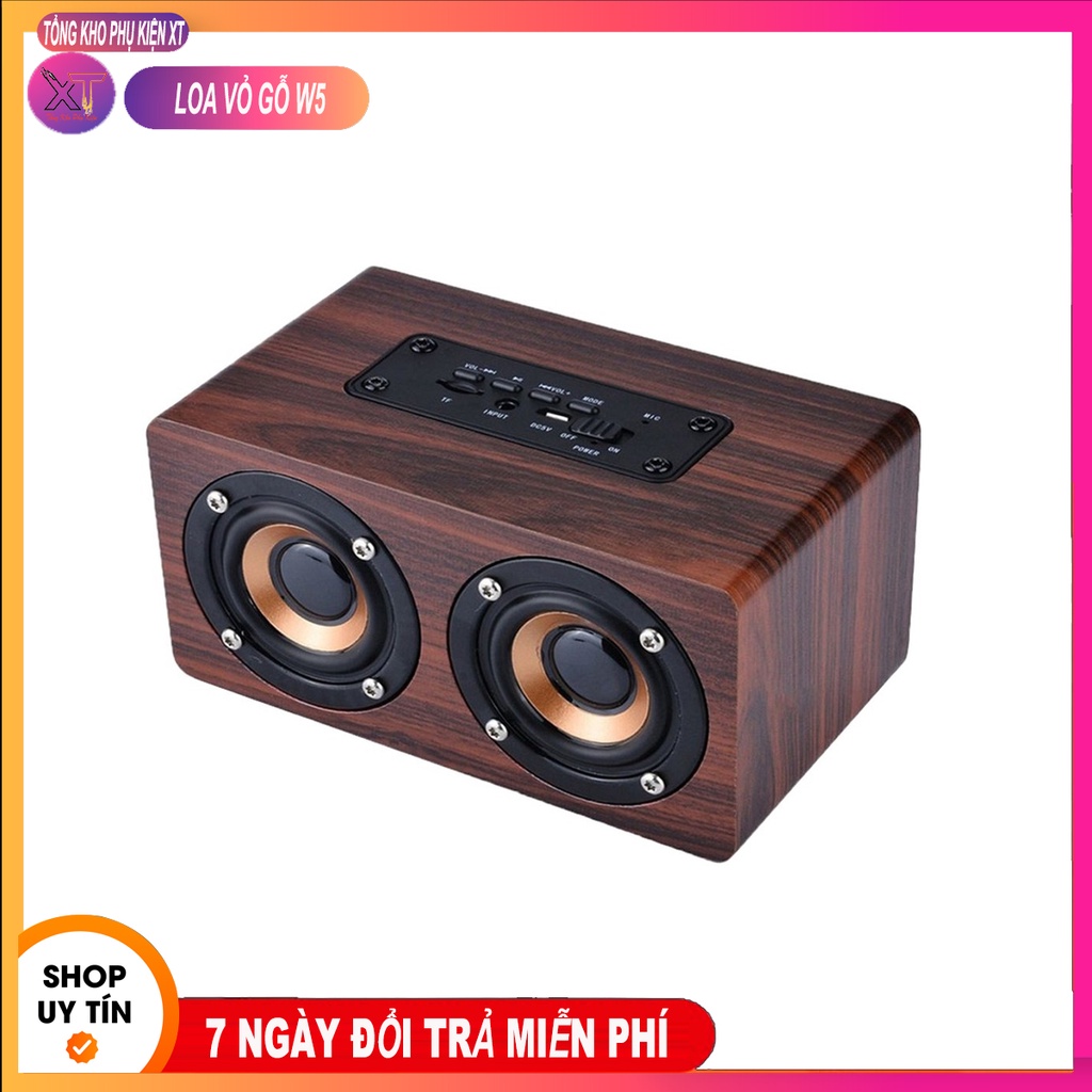 Loa Bluetooth Vỏ Gỗ Cao Cấp W5, thiết kế độc đáo, chất liệu gỗ cao cấp sang trọng, công nghệ HIFI âm thanh sống động