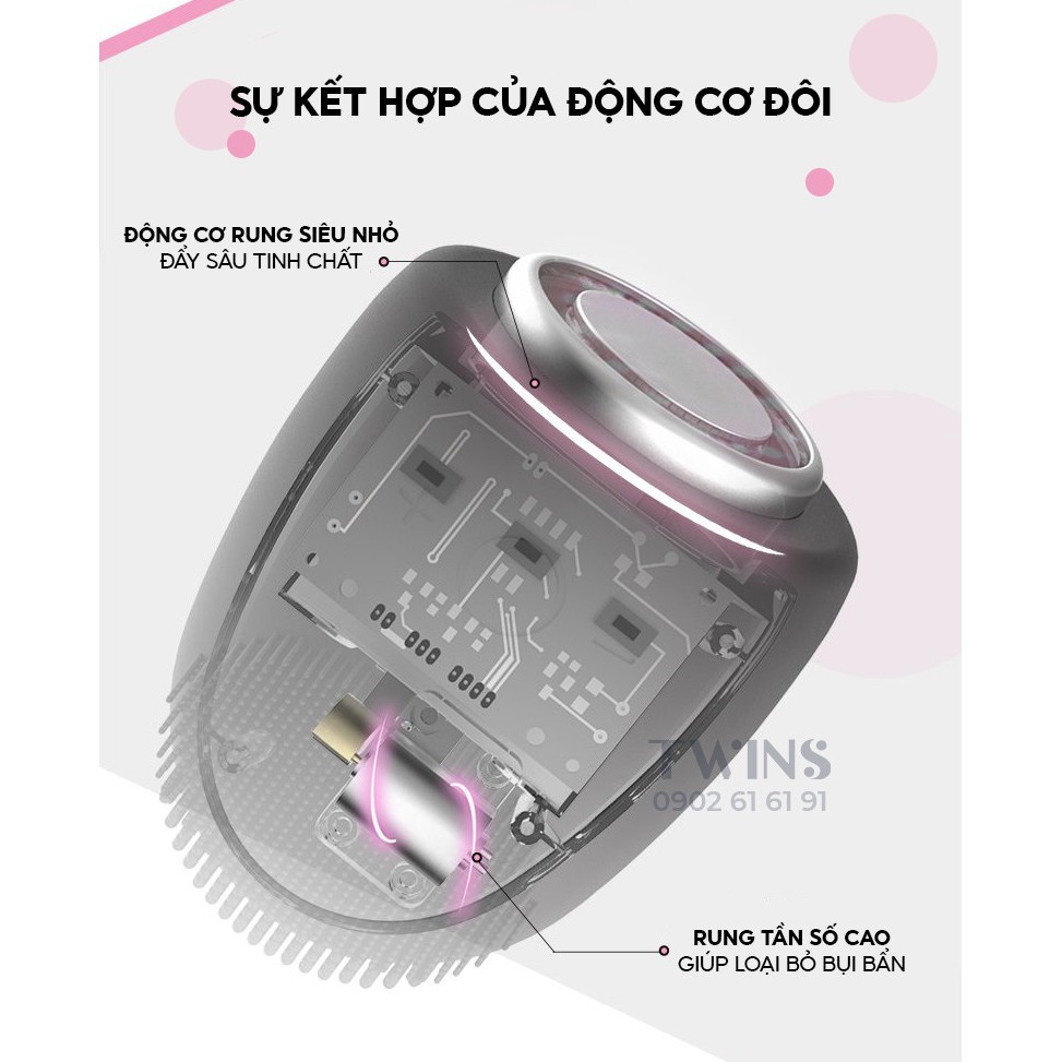 Máy Rửa Mặt + Điện Di Tinh Chất 4 in 1 BlingBelle Máy Tẩy Trang, Làm Sạch, Đẩy Dưỡng Chất, Massage Mặt Ion Eater Egg | BigBuy360 - bigbuy360.vn