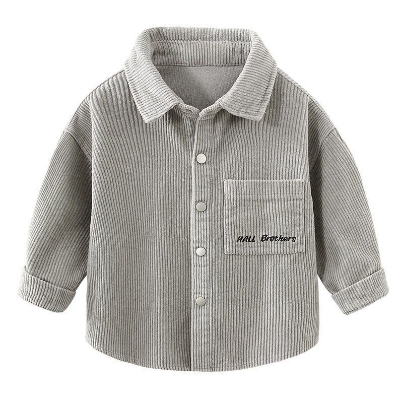 Áo Khoác Sơ Mi Tay Dài Chất Liệu Nhung Mỏng Thời Trang Mùa Thu Cho Bé Trai