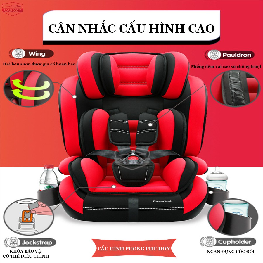 Ghế ô tô cho bé CAR365 an toàn tiện lợi, dây đai chắc chắn, chất liệu thoáng khí tương thích mọi loại xe - CAR26