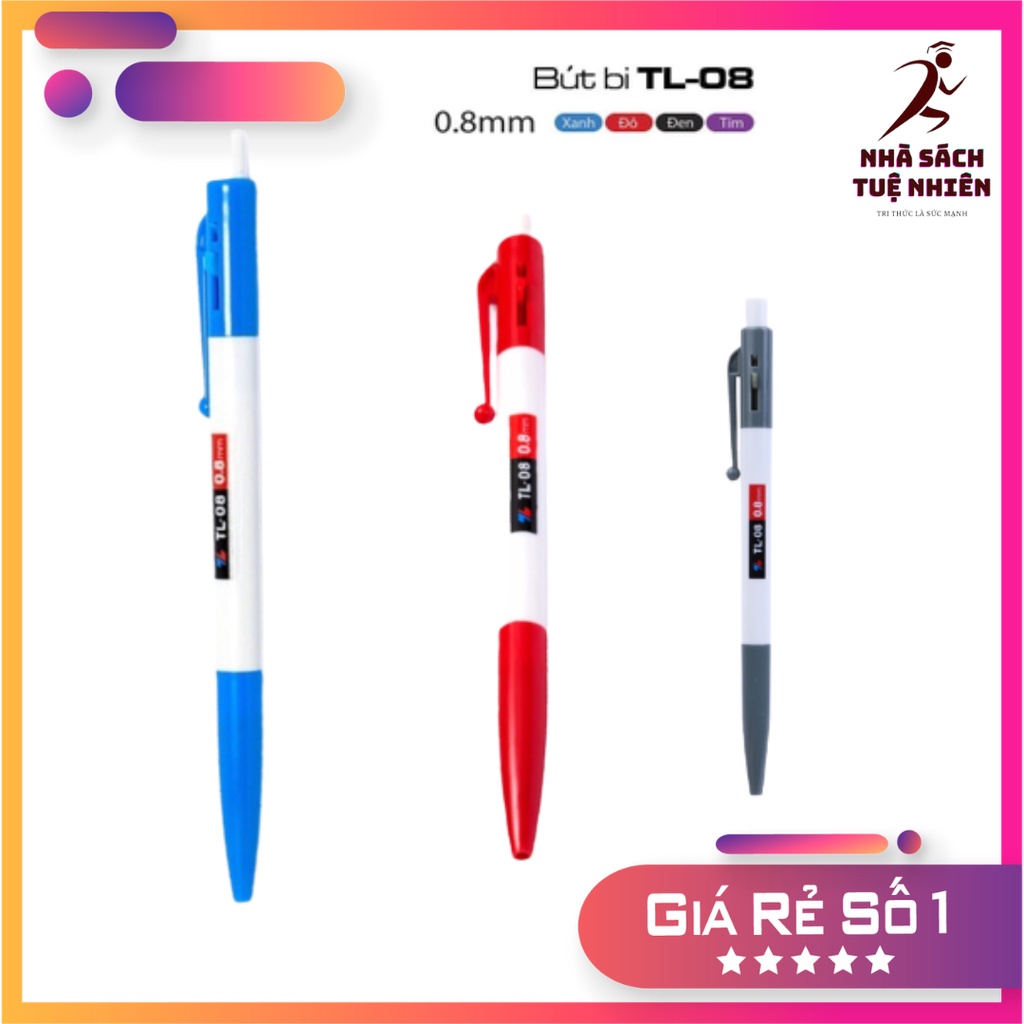 Bút bi Thiên Long TL 08 viết bi TL Đủ 3 Màu XANH - ĐỎ - ĐEN CAM KẾT CHÍNH HÃNG