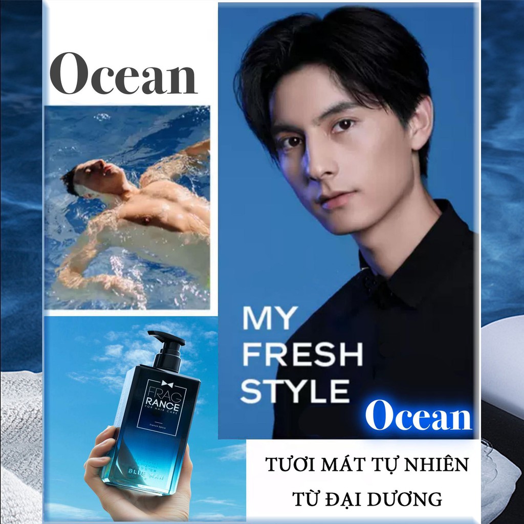 Combo Tắm &amp; Gội OIL CONTROL + Sữa Tắm Hương Nước Hoa Ocean BLUEMAN 400ml+500ml ZL46 ZL178