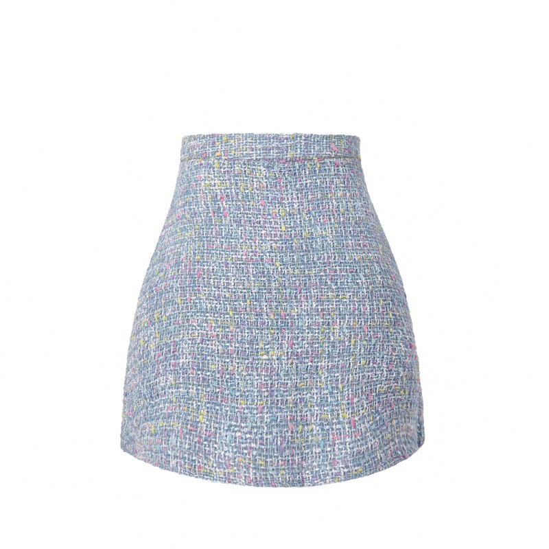 Váy chữ A vải tweed (Trắng - Xanh) | BigBuy360 - bigbuy360.vn