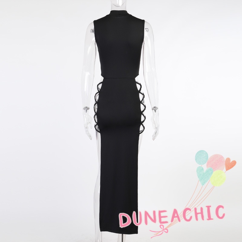 DUNEA Đầm Hai Dây Ôm Dáng Xẻ Tà Quyến Rũ Cho Nữ