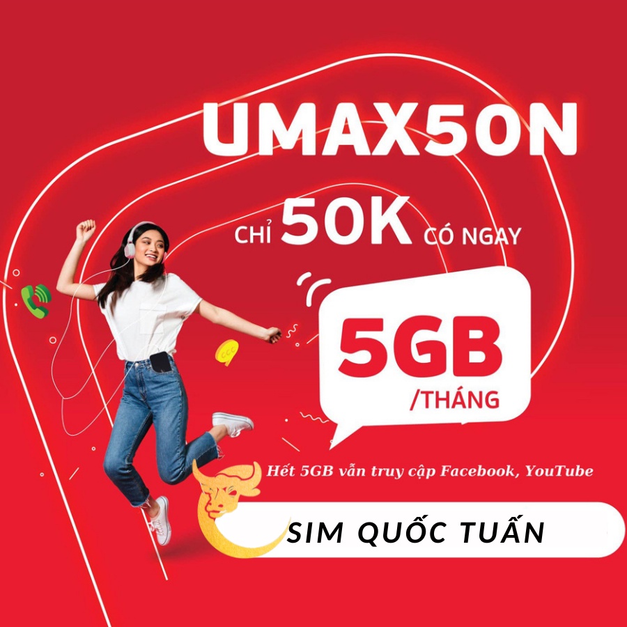 Sim 4G Viettel 12Umax50n miễn phí 1 năm Không Giới Hạn Dung Lượng Tốc Độ Cao