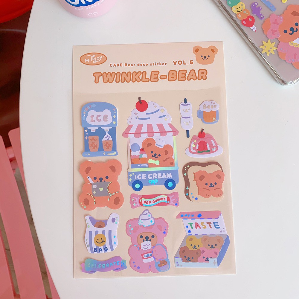 Hình dán Gấu dán sổ đồ dùng học tập, sticker cute trang trí bàn học Sumi
