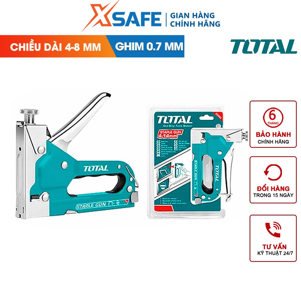 Dụng cụ bấm ghim TOTAL THT31140, kềm bấm ghim đường kính ghim 0,7mm, đầu ghim:11,3mm, chiều dài 4-8mm [CHÍNH HÃNG]
