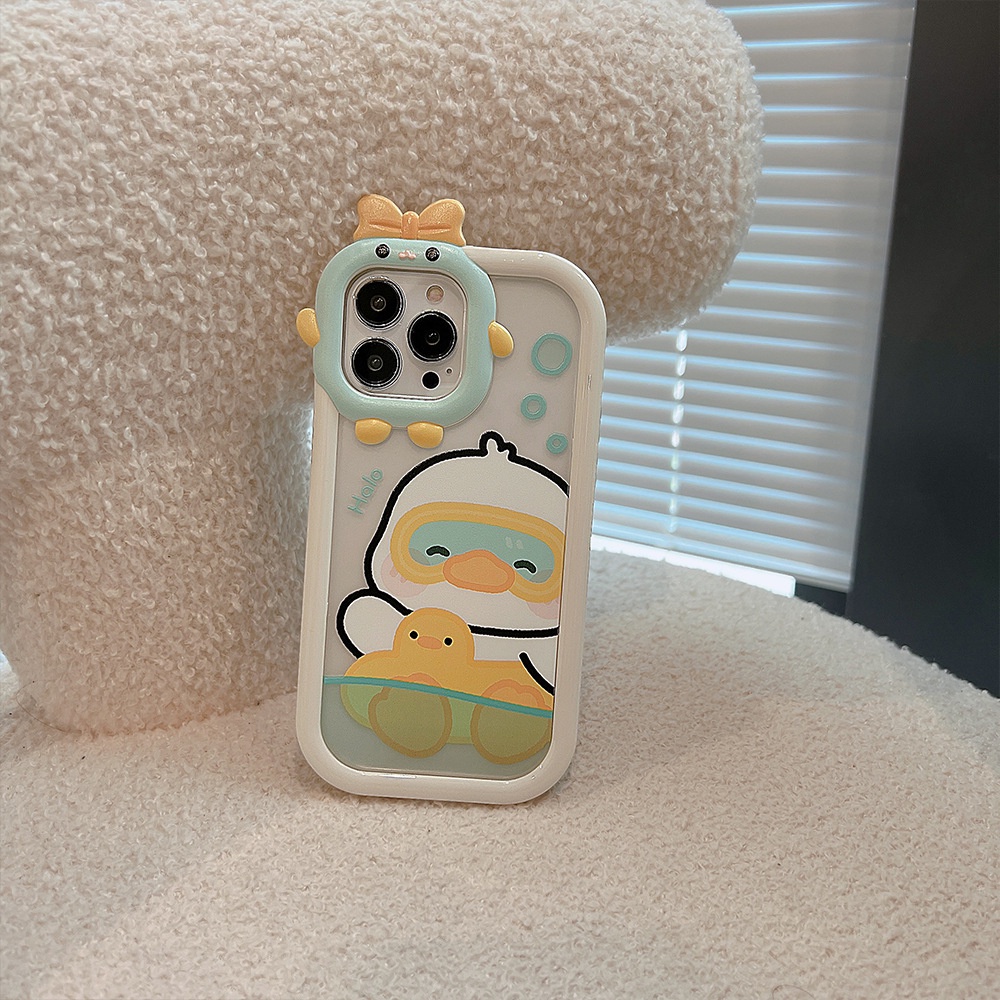 Ốp lưng iphone viền rời Chú Vịt Bơi Lội 13promax/13pro/13/12promax/12pro/12/11promax/11/7plus/8plus - Ina Case