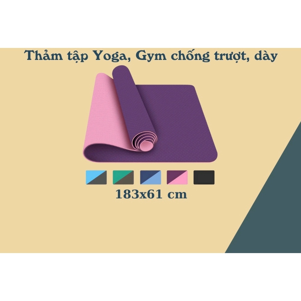 THẢM TẬP YOGA TPE CAO CẤP DÀY 8MM, THÍCH HỢP TẬP GYM MẪU MỚI 2021