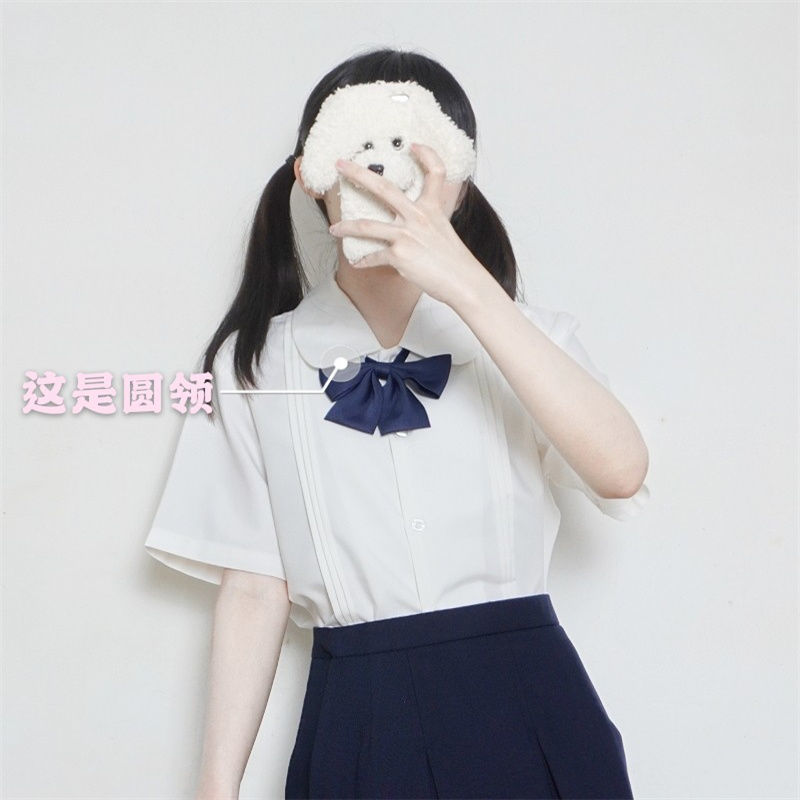 Kiểu đồng phục mùa hè Nhật Bản mặc đồng phục cao đẳng Pocket New accordion pleed straight JD Shirt Short Sleeve girl
