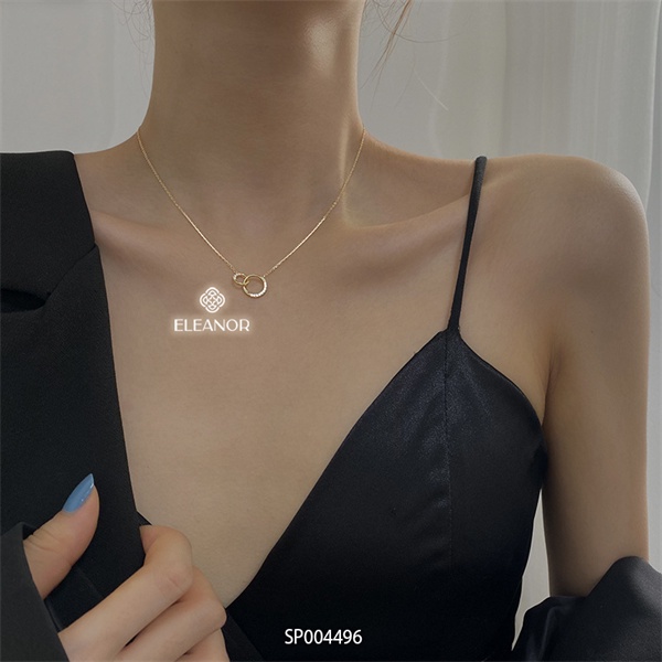 Dây chuyền nữ bạc 925 Eleanor Accessories mặt tròn đôi đính đá phụ kiện trang sức 4496