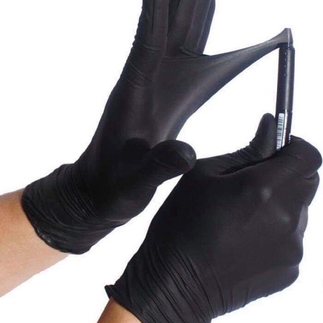 Găng tay đen cao su y tế sử dụng trong phun xăm thẩm mỹ, spa xăm hình làm đẹp