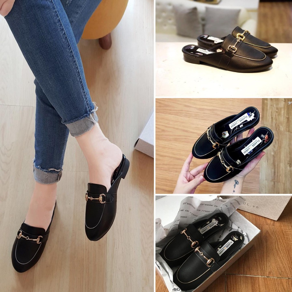GIÀY SLIPPER NỮ ĐEN DA LÌ HOTEI BLACK SPM001B