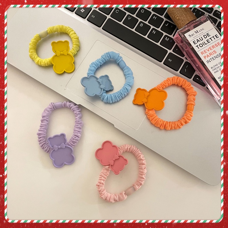 Scrunchies Cột Tóc Nhỏ LIN Đính Hình Gấu Đáng Yêu