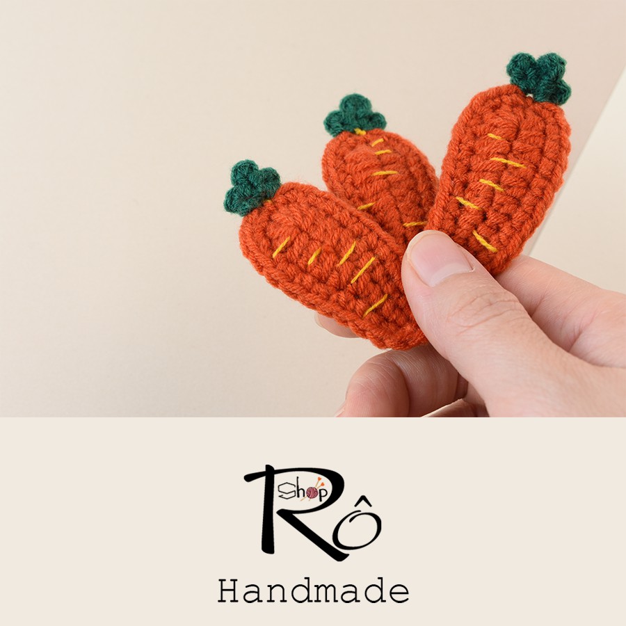 Cặp tóc xinh hình cà rốt, kẹp tóc len Handmade 5.5cm[Hàng sẵn- Ảnh thật]