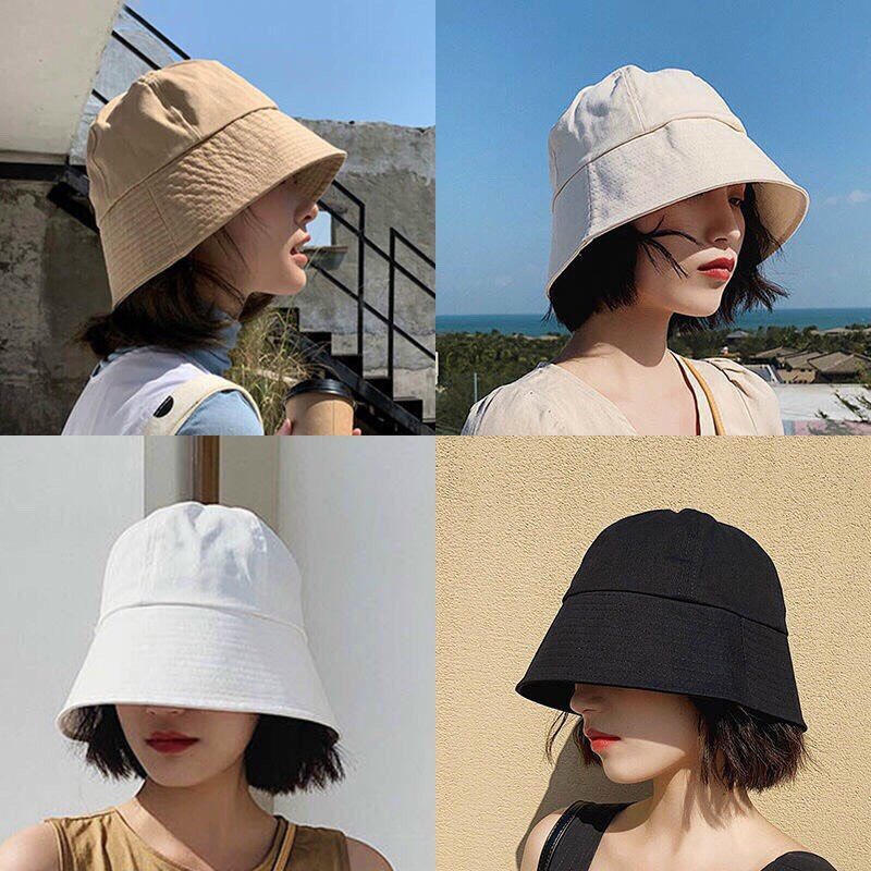 Nón nữ, Mũ bucket trơn vành cụp, mũ bo nam nữ, nhiều màu, phù hợp đi học đi chơi phong cách Ulzzang M12 - Hayna Hats