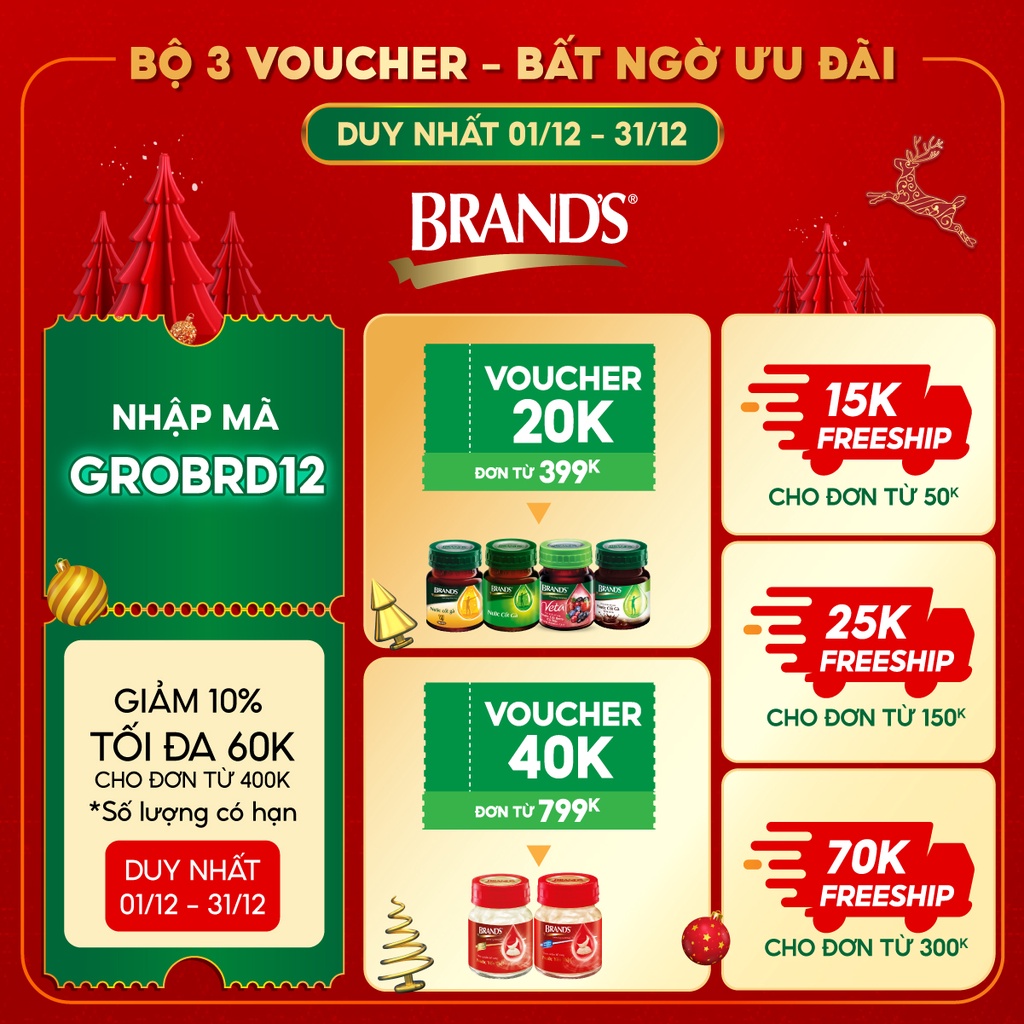 [Mã FMCGMALL giảm 8% đơn 250k] Hộp 6 Chai Nước Yến Thật BRAND'S Đường Phèn (42ml/Chai)