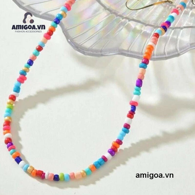 ✨✨Dây chuyền ngọc trai đính cườm đầy màu sắc Hàn Quốc vòng cổ nữ
