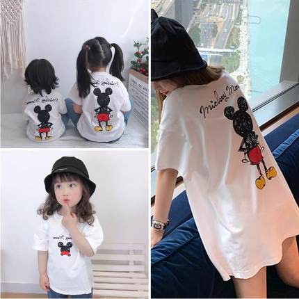 ❤Giá Sốc❤ Áo thun ngắn tay họa tiết hoạt hình phong cách Hàn Quốc cho bé và người lớn