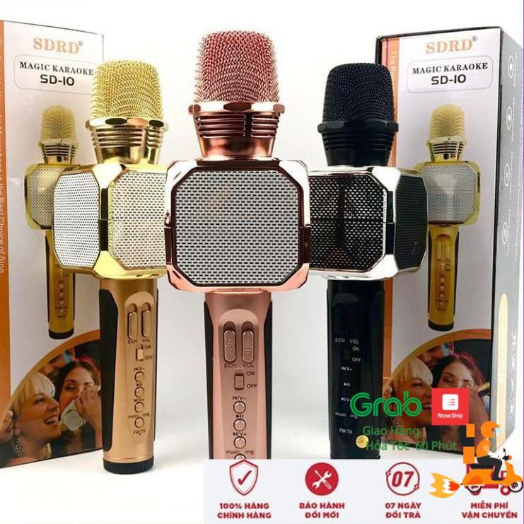 Mic Karaoke, Micro Bluetooth Karaoke SD10 không dây bảo hành 6 tháng - Bắt giọng tốt, âm vang