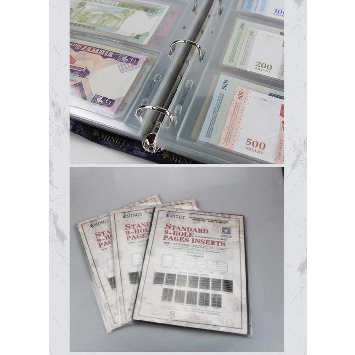 SHEET MINGT NỀN TRẮNG CHO BINDER A4 ĐỂ ĐỰNG TIỀN, TEM, THẺ BÀI, CARD VÀ CÁC ĐỒ SƯU TẦM