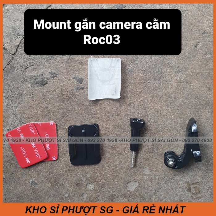 Phụ kiện gắn camera lên giữa cằm nón fullface ROC03 dùng quay vlog - Bộ mount gắn camera Gopro lên fullface ROC 03
