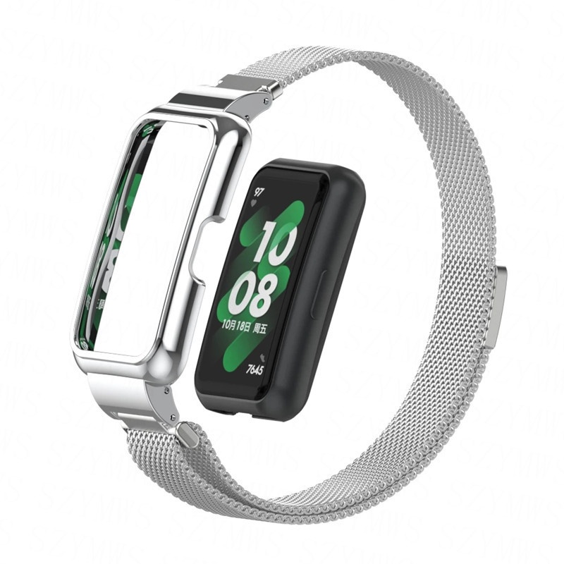 Dây Đeo Thay Thế Bằng Thép Không Gỉ + Ốp Bảo Vệ Cho Huawei Honor Band 6 / 7 / Huawei Band 7