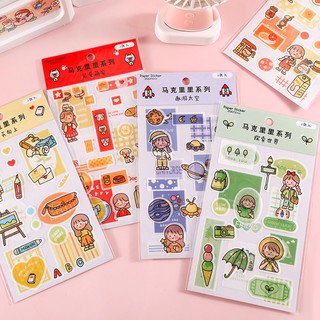 Sticker (hình dán) set 2 tấm DAILY LIFE nông trại mây trang trí sổ, album, nhật ký, lưu bút, bullet journal