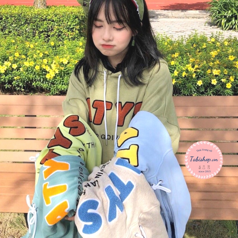 Áo Hoodie nữ ATYS Tabi -Sweater nỉ form rộng tay bồng kiểu dáng vintage cá tính Ulzzang Hàn Quốc